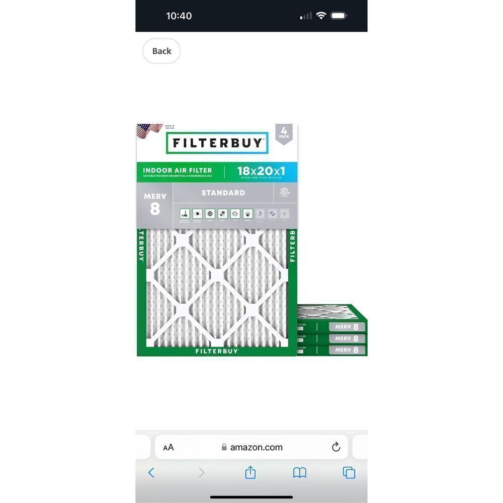 Filterbuy 18x20x1 Pleated HVAC AC Furnace Air Filters Replacement (4-Pack)
